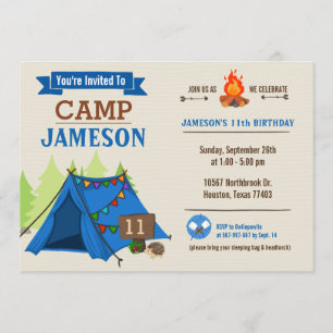 Camp Out Glamping Birthday Party Invitation