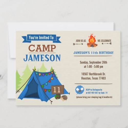 Camp Out Glamping Birthday Party Invitation