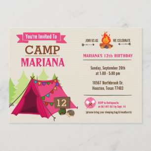 Camp Out Glamping Birthday Party Invitation