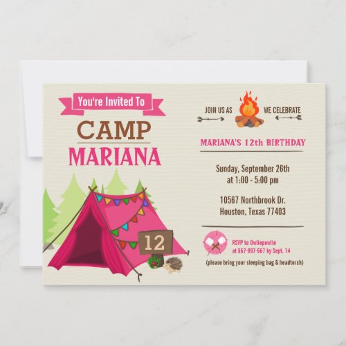 Camp Out Glamping Birthday Party Invitation