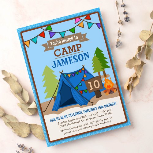 Camp Out Glamping Birthday Party Invitation