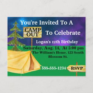 Camp Out Invitation Postcard