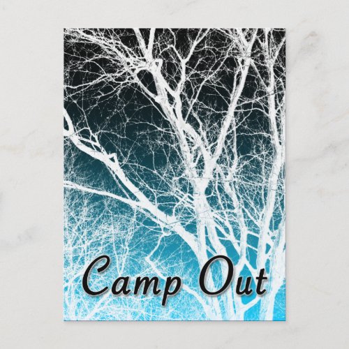 camp out party  ghost tree invitation postcard
