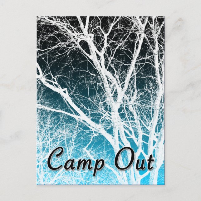 camp out party : ghost tree invitation postcard (Front)