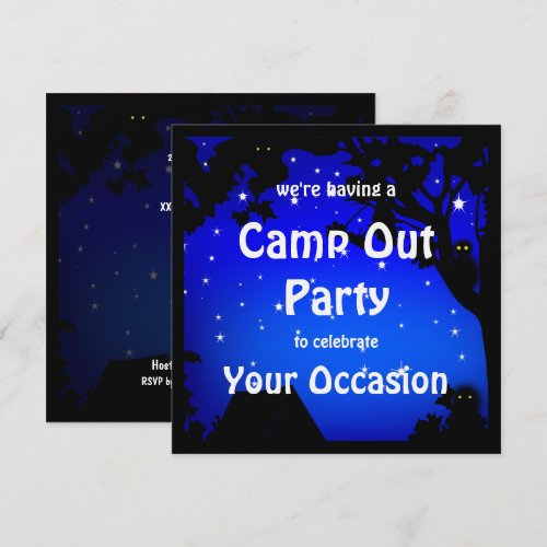 Camp Out Party Invitation