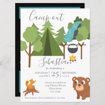Camp Out Party With Game On Back  Invitation by Ricaso_Occasions at Zazzle