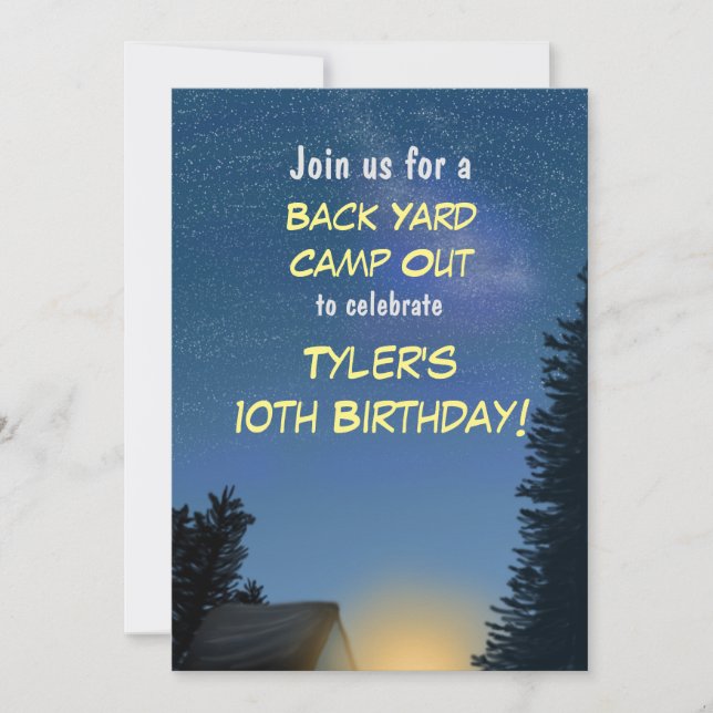 Camp Out Starry Night Party Invitation (Front)