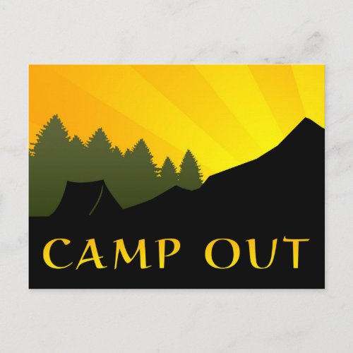 Camp Out Sunset Scene Postcard