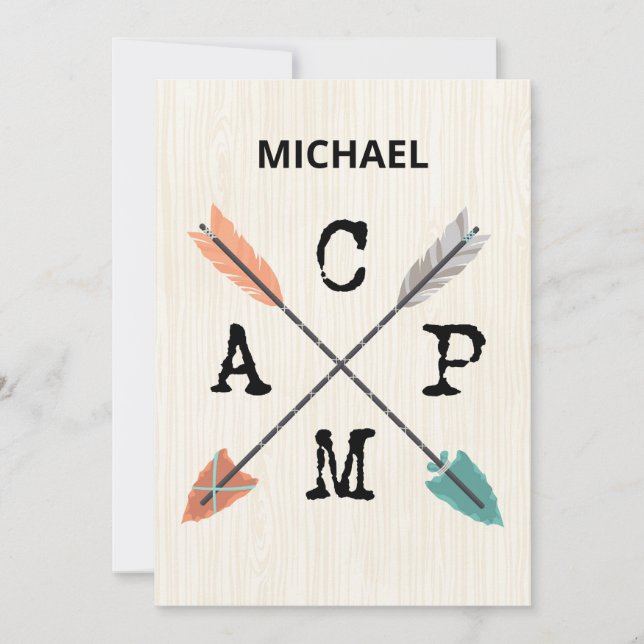 Camp Personalize Name Arrows Card (Front)
