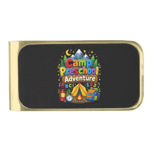 Camp Preschool Adventure Back to School First Day Gold Finish Money Clip