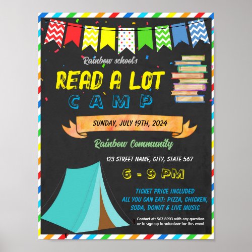 Camp read a lot school event template poster