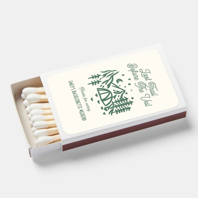 Camp Rustic Hand Drawn Funny Bachelorette  Matchboxes (Front Open)