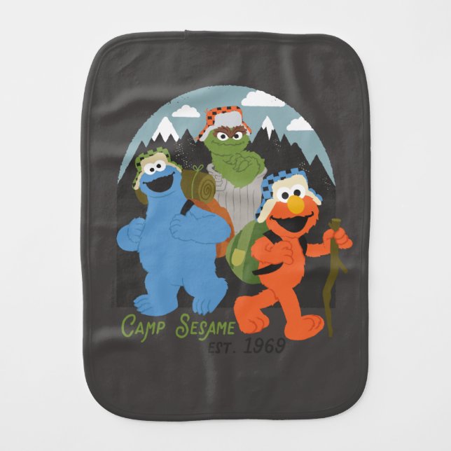 Camp Sesame Street EST. 1969 Baby Burp Cloth (Front)