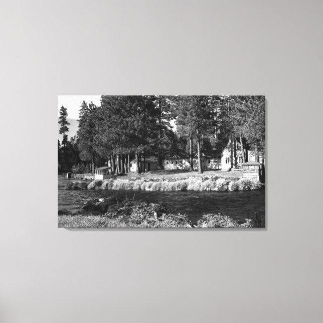 Camp Sherman, Oregon view of Rogers Cabins Canvas Print (Front)