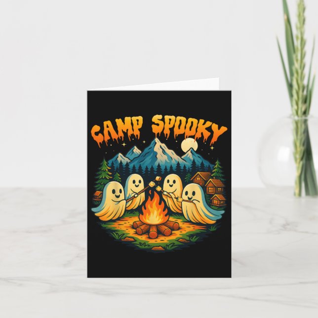 Camp Spooky Summerween Summer Halloween Cute Ghost Card (Front)