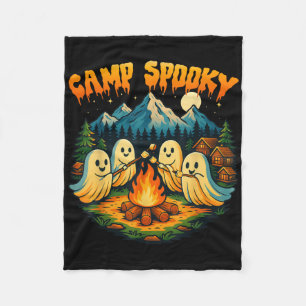Camp Spooky Summerween Summer Halloween Cute Ghost Fleece Blanket
