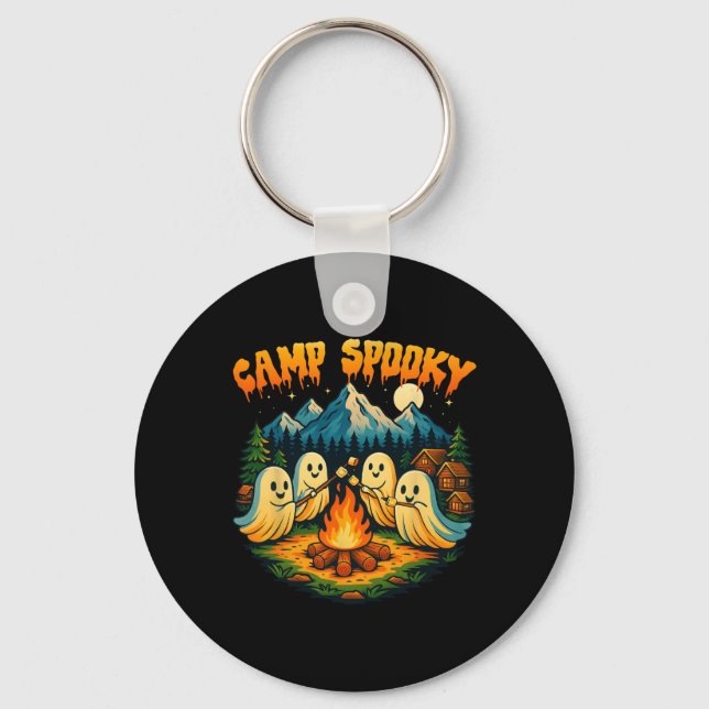 Camp Spooky Summerween Summer Halloween Cute Ghost Keychain (Front)