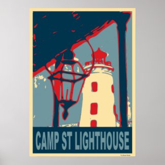 Camp St Lighthouse in Blue and Red.