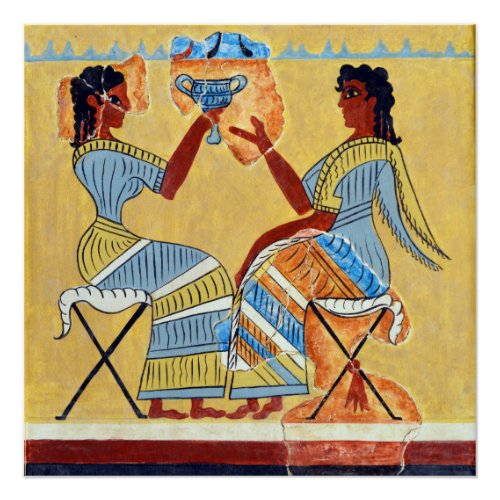 camp stool fresco priestesses talking replica anci poster