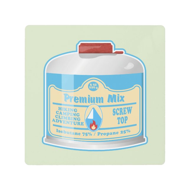 Camp stove fuel canistier propane isobutane metal print (Front)