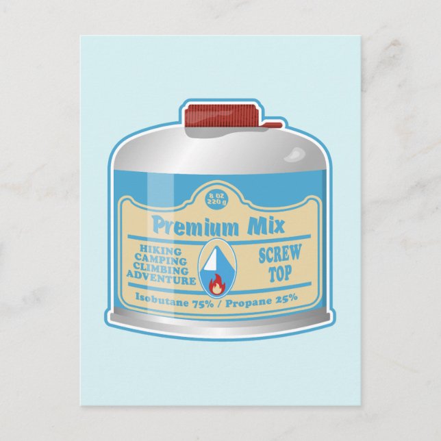 Camp stove fuel canistier propane isobutane postcard (Front)