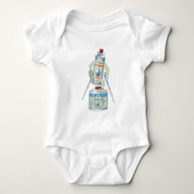 Camp stove gas canisters funny hiking baby bodysuit (Front)