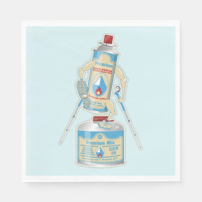 Camp stove gas canisters funny hiking napkins (Front)