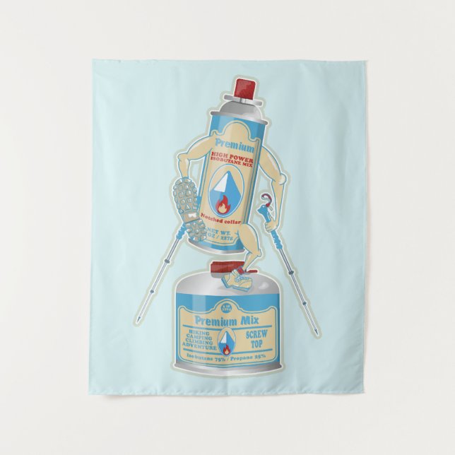 Camp stove gas canisters funny hiking tapestry (Front)