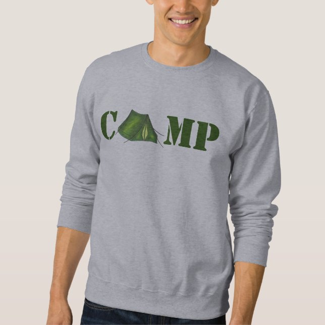 CAMP Summer Hiking Camping Green Tent Sweatshirt (Front)