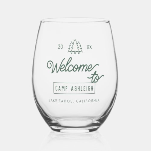 Camp Theme Bachelorette Party Custom Stemless Wine Glass