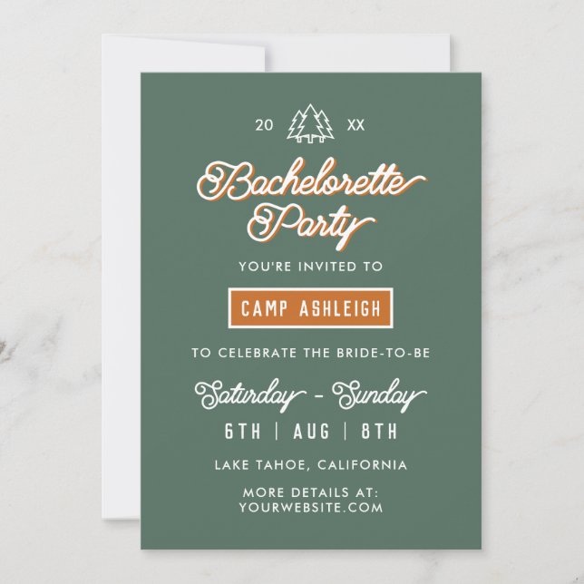 Camp Theme Bachelorette Party Rustic Adventure Invitation (Front)