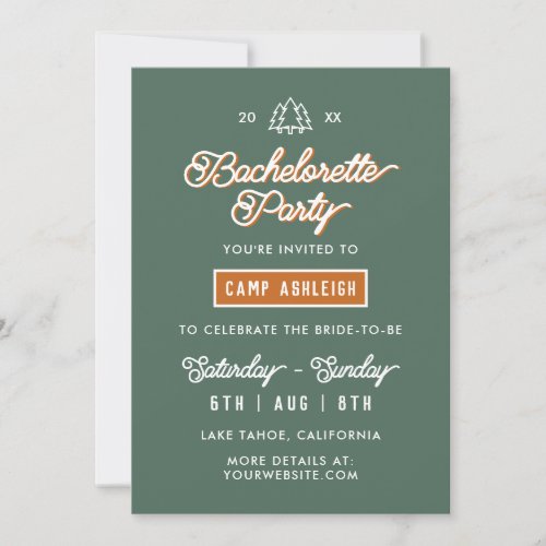 Camp Theme Bachelorette Party Rustic Adventure Invitation