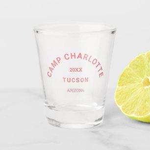 Camp Theme Bachelorette Pink Crest Shot Glass