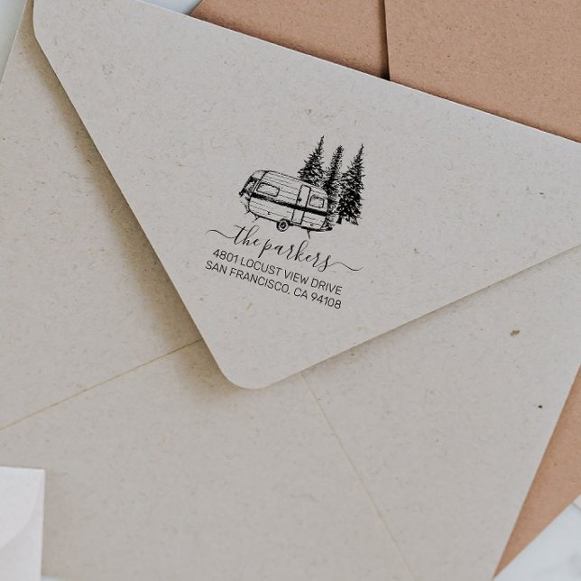 Camp Theme | Family Name Signature Return Address Rubber Stamp (Creator Uploaded)