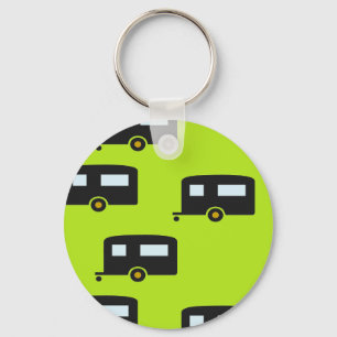 Camp trailers on green keychain