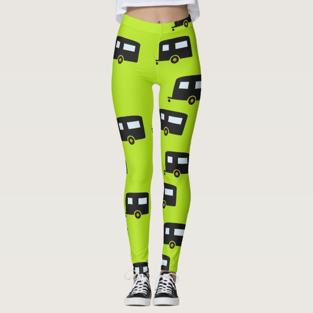 Camp trailers on green leggings (Front)