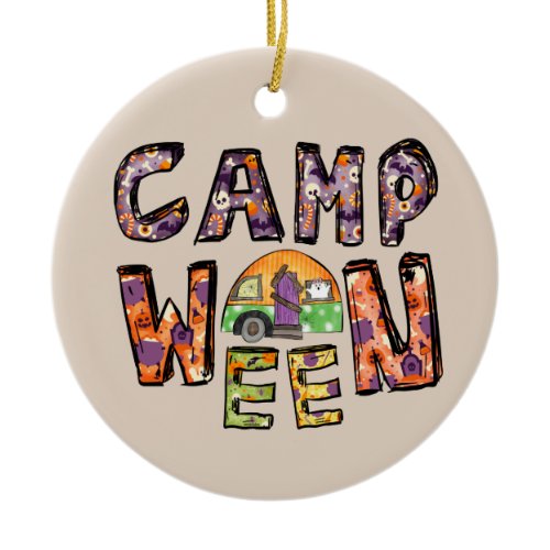 Camp Ween Halloween Camper Design Ceramic Ornament