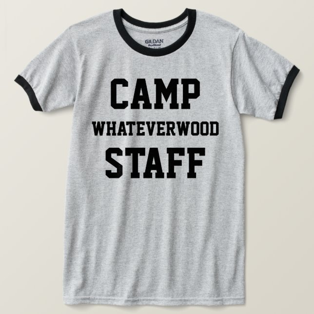 Camp Whateverwood Staff Gray T-Shirt (Design Front)