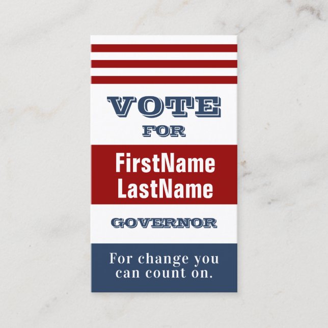 Campaign Election Political Template Business Card (Front)