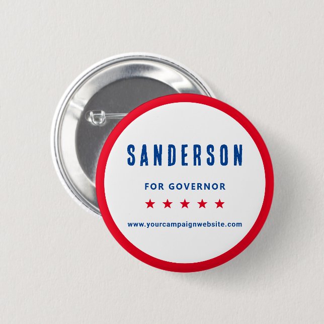 Campaign Name Red White Blue Political Election Button (Front & Back)