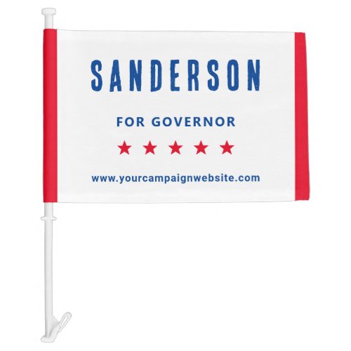 Campaign Name Red White Blue Political Election Car Flag