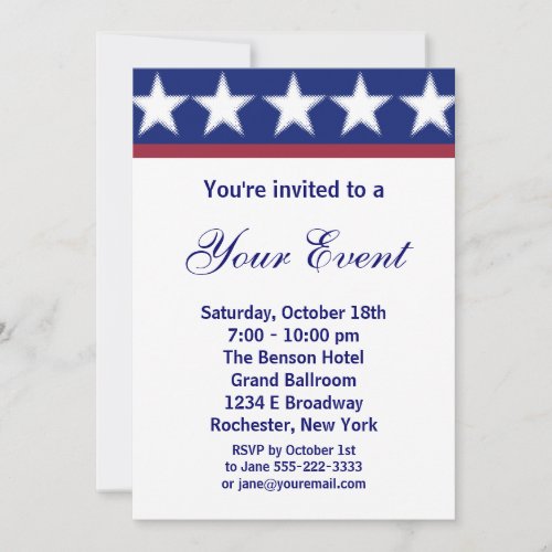 Campaign Party Invitation or 4th of July Party