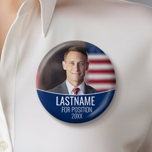 Campaign Photo with color block - Blue and White Button