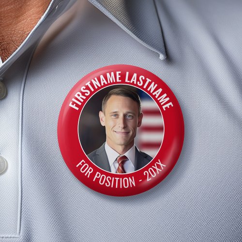 Campaign Photo with curved type _ Red and White Button