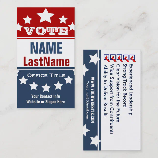 Campaign Political Template Business Card | Zazzle