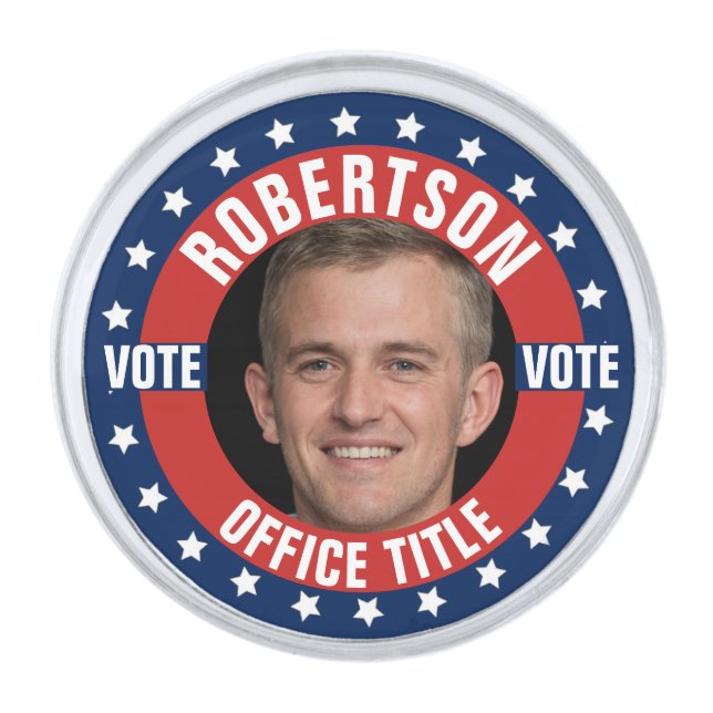 Campaign Template Election Silver Finish Lapel Pin (Front)