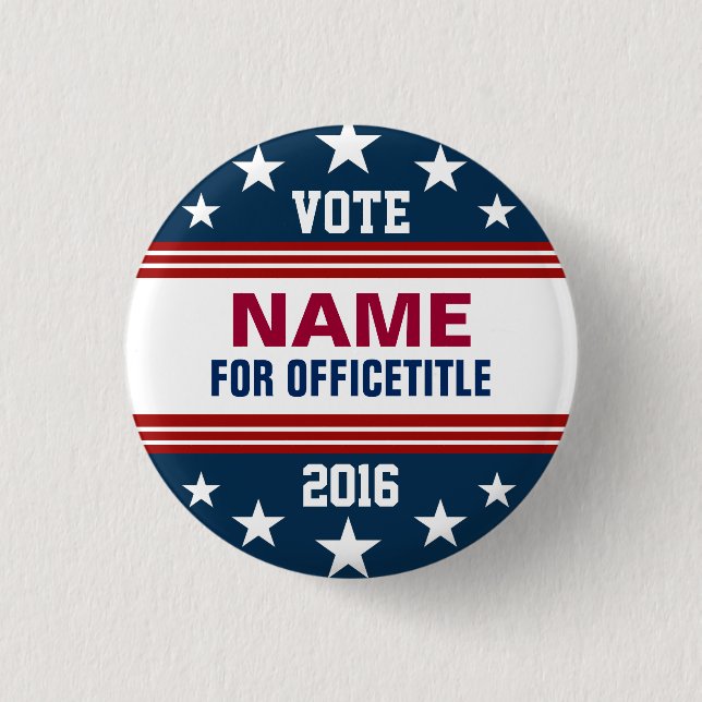 Campaign Template Stars Stripes Pinback Button (Front)