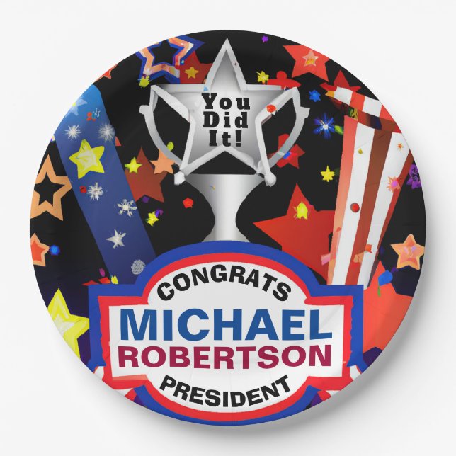 Campaign Winner Congratulations Paper Plates (Front)