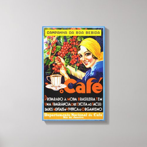 Campanha Da Boa Bebida Coffee Vintage Ad Poster Canvas Print