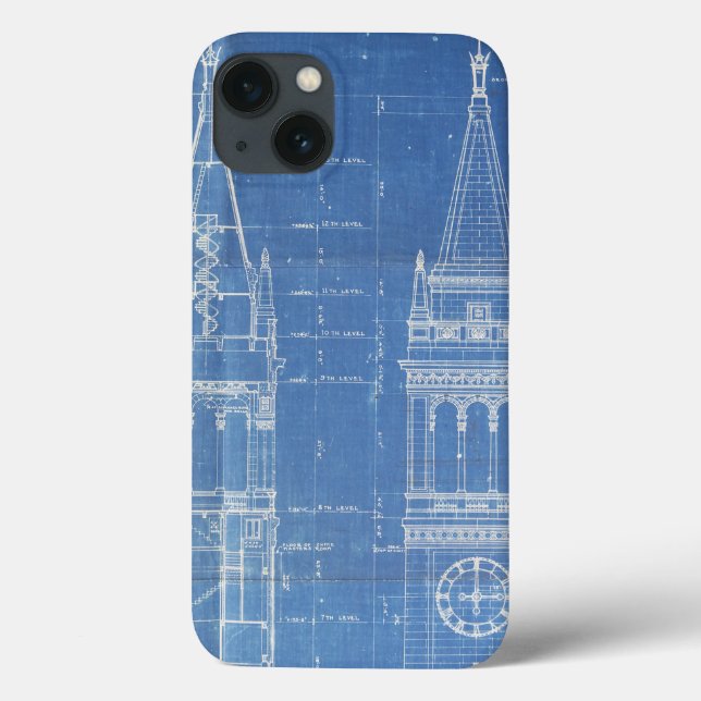 Campanile Blueprint Case-Mate iPhone Case (Back)
